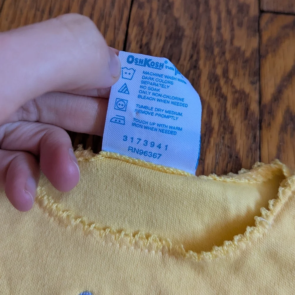 Vintage Baby Oshkosh Bgosh Yellow Floral One-piece Onesie 3-6M